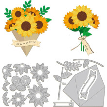Sunflower Cutting Dies for Card Making 3D Flower Bouquet Die Cuts Carbon Steel Embossing Stencils Template for DIY Scrapbooking Album Craft Decor
