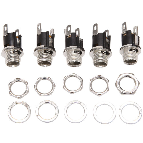 5 Pcs 5.5mmx2.1mm  Power Jack Socket Female Panel Mount Connector