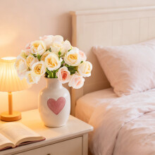 Valentinstagsdeko: Rosa Rosenstrauß (27 künstliche Rosen) – Romantische Tischdekoration zum Valentinstag