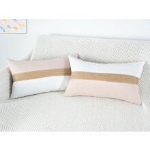 2 örngott i kakifärgat juterep med texturerat lapptäcke, 30x50 cm, mjuka, bohemiska, neutrala kuddfodral för soffa/säng, vårinredning i lantlig