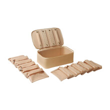 Cofanetto portagioie portatile in pelle con tasca trasparente con cerniera, organizer per accessori, custodia portaoggetti alla moda.