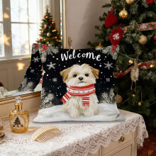 Jul Yorkshire terrier hund örngott, mjuka roliga valp julklapp örngott kit, husdjursdekor för soffan vardagsrum veranda