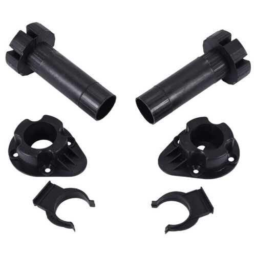 2x Plastic Adjustable Height Kitchen Cupboard Plinth Foot Leg Pair Black