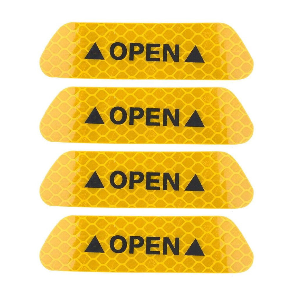 Car Reflective Sticker Open Safety Warning 4Pcs Yellow/Red/Green 9122141567639