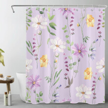 Juego de cortina de ducha floral estilo bohemio – Diseño botánico de flores silvestres en acuarela, 60x72 pulgadas, estilo rústico de granja con