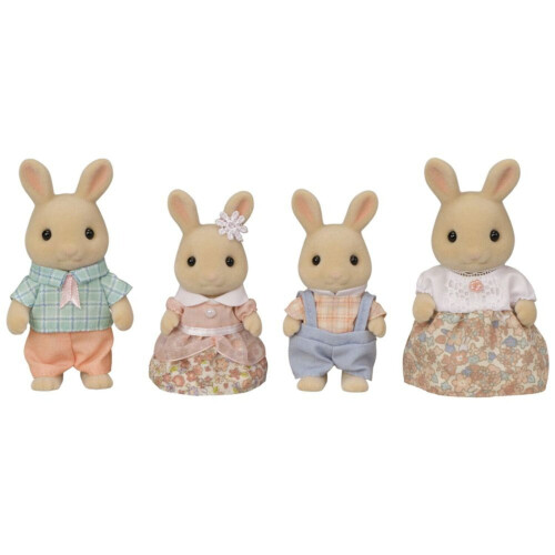 Calico Critters Οικογένεια Κουνελιών Γάλακτος, Σετ 4 Συλλεκτικών Φιγούρων Κούκλας