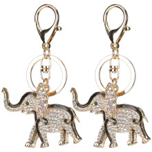 Decorative Keychain For Handbag Inlaid Rhinestones Cute Elephant Pattern Durable Zinc Alloy Construction Includes Swivel Link Split Key Ring And