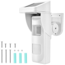 Justerbar trådløs indkørselsalarm med vejrbestandigt hus og PIR-sensor. Bevægelsesdetektion. Soldrevet drift til hjemmesikkerhed.