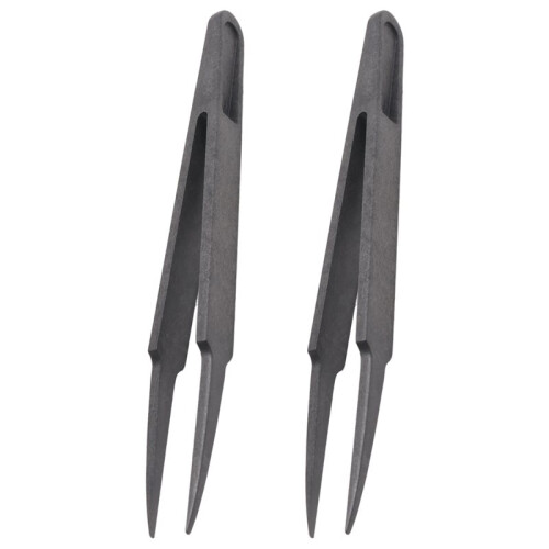 4.5 inch Length Black Plastic Anti-static Tweezers Repair Tool 2