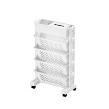 Bibliothèque mobile à roulettes, étagère de rangement sur pied
