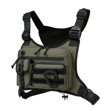 Brusttasche für Damen und Herren, modernes Tragesystem mit mehreren Taschen, Laufweste, Grün