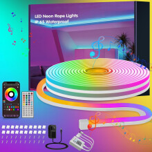 32.8ft Neon Rope Lights with App & Remote, IP65 Flexible Strip for Indoor/Outdoor, Gaming & DIY – Compatible with Alexa