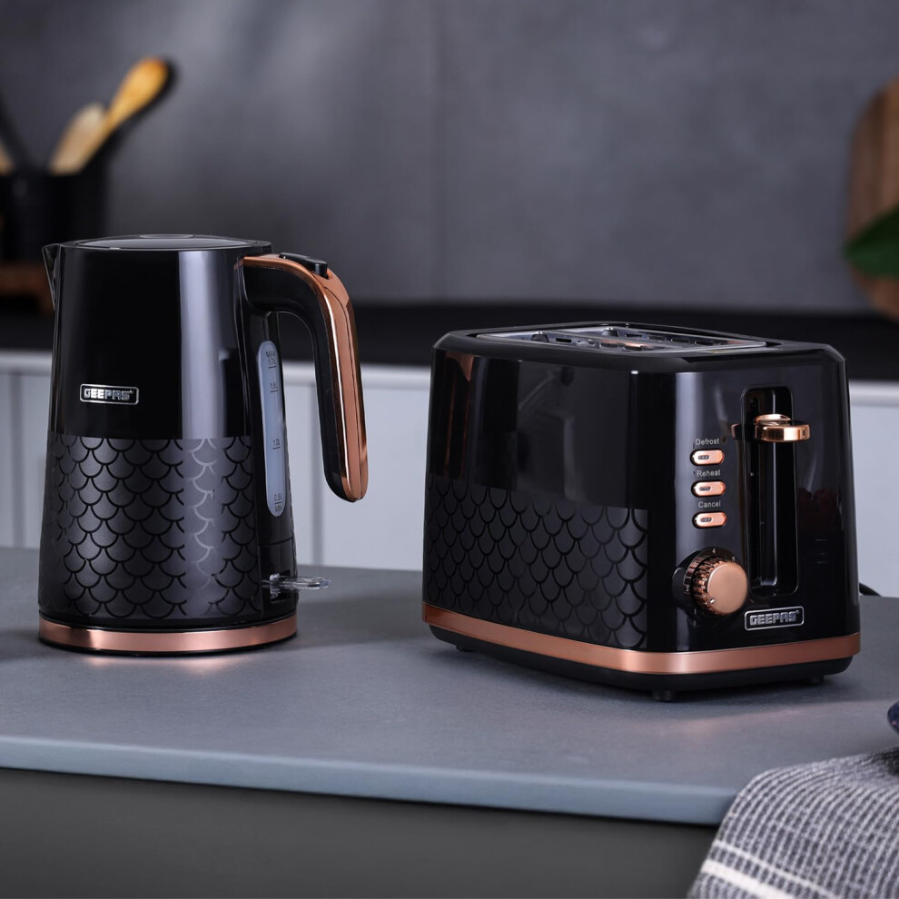 Geepas Unisex Black Aurora 1.7L Kettle & Toaster Set 2 Slice Toaster - Image 4