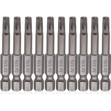 10Pcs Alloy Steel 50mm Long Torx Screwdriver Bit 6.35mm Hexagon Handle T25