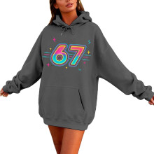 Dame Fun67Hoodie Mote Myke Klassiske Langermede Topper Vinterklær med Lommer