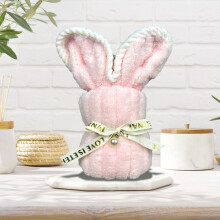 Paashaas handdoek met capuchon, roze koraalfleece, 20x10 inch