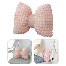 Pink Velvet Bow Throw Pillow with Chantilly Lace & Ruffle Frills – Luxe Decor for Chair, Sofa, or Room