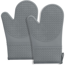 Guantes de silicona para horno, resistentes al calor hasta 260 C (500 F), 2 unidades, 29,5 cm (11,6 pulgadas), sin BPA, antideslizantes, forro de