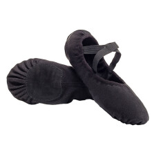 Professional Ballet Shoes for Dancing with Comfortable Breathable Material Black Leather Cloth