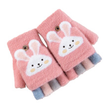 AWZXDE Children Five Fingers Gloves Thickened Cute Cartoon Knitted Flip Warm Gloves For Girls Winter And Students PK2