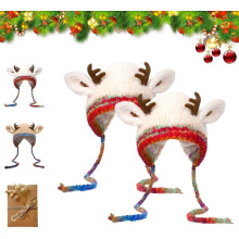 Hirsch-Aufbewahrungsmütze, Weihnachtsmütze mit Geweihmotiv 1