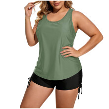 Ensemble de maillot de bain tankini 3 pièces pour femme avec soutien-gorge et culotte.
