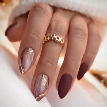 Unghie finte medie, mandorla, french manicure, 24 pezzi