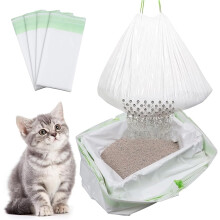 Sifting Cat Litter Box Liners with Holes – Large Drawstring Waste Bags, 21 Count for Cat Litter Pan, Easy Disposal