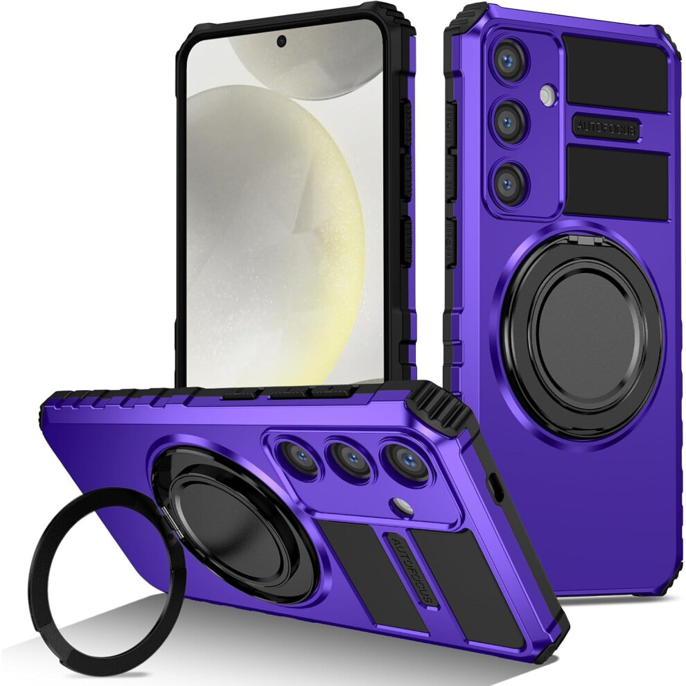 Military-Grade Rotatable Magnetic Kickstand Case For Galaxy S23 Fe Â Shockproof & Drop Protection Purple 9399596671369