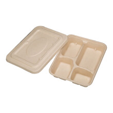 Disposable Four-compartment Lunch Box with Lid, Pulp Compartment Lunch Box, No Pollution Lunch Box With Lid