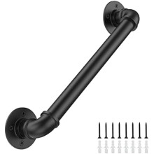 Industrial stair railing wall-mount handrail 3 ft black