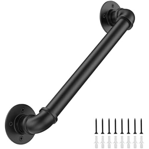 Industrial stair railing wall-mount handrail 3 ft black