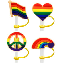 Embouts de paille en silicone arc-en-ciel, lot de 4, étanches et résistants à la poussière