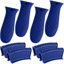 8-Pc Pot Holders Set, Heat-Resistant Cast Iron Handle Covers, Non-Slip Pan Sleeves for Frying Pans (Navy Blue)
