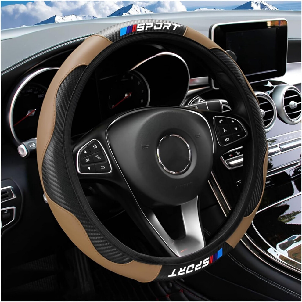 Carbon Fiber Steering Wheel Cover, 14.5-15", Elastic & Breathable, Universal Fit, Compatible With Most Cars (Red) Red 9085618419841