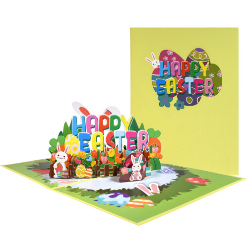 Carte de vœux pop-up lapin de Pâques 3D colorée