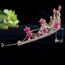 Rosy Vintage Rhinestone Tiara for Women's Wedding Headpiece Decorative Crown for Parties and Banquets