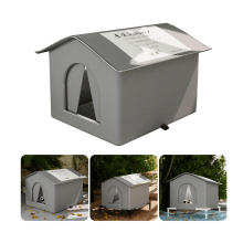 Outdoor Cat Shelter Gray M with Elevated Stand