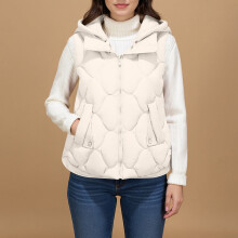Women's Quilted Long Puffer Vest, Sleeveless Winter Down Coat, Waistcoat – Compatible with Fall/Winter Layering – White L