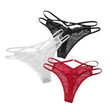 3PC Women's Lace Thong Strappy Underwear Panty Set Sheer Floral Soft Low Waist