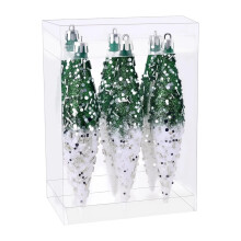 6 Pieces Christmas Droplet Hanging Ornaments DIY Christmas Decor for Holiday Green White
