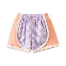 AWZXDE Toddler Girls Check Athletic Shorts Breathable Casual Summer Yoga Beach Play Shorts Soft Elastic Waist Comfortable Purple,9-12 Months