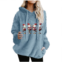 Jultröja med sherpafleece och överdimensionerad pullover med fuzziga pyjamasöverdelar för kvinnor