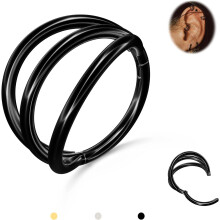 Triple/Double Hoop Nose Ring – G23 Titanium Septum Ring (16G/18G/20G), CZ, Compatible with Nostril, Conch, Helix, Daith, Rook, Tragus