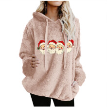 Kerst dames sweatshirt met sherpa fleece hoodie, oversized pullover, pluizige pyjama top