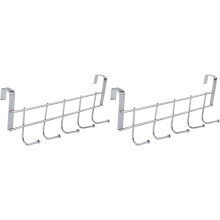 Over Door Hanger, Metal Over The Door Hook Rack with 5 Hooks, Towel Rails for Hanging Towel Robe Coat Bathroom Bedroom, No Drill Stainless Hanger