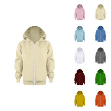 Sweat à capuche zippé uni pour enfants