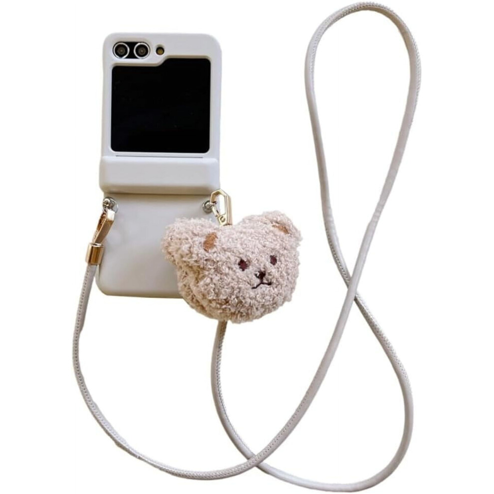 Fuzzy Bear Crossbody Lanyard Phone Case For Galaxy Z Flip 6 9023022204080