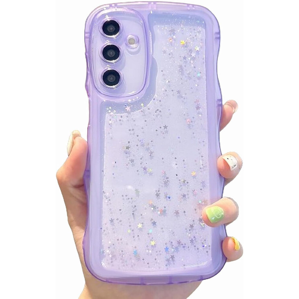 Glitter Clear Phone Case For Samsung Galaxy A25 5G Â Curly Wave Frame, Bling Shiny, Soft Shockproof Bumper Cover (, Compatible With Samsung Purple 9422877459698