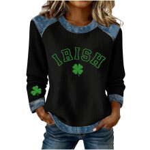 Damen-Sweatshirt mit Kleeblatt-Kunstdruck zum St. Patrick's Day, grünes Kleeblatt-Sweatshirt